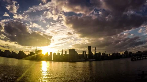 From sunset to night, panorama view of the manhattan skyline, New York, USA 스톡 동영상 63196747