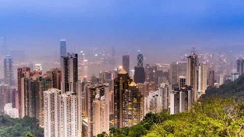 From sunset to night,the splendid view of sea and city, Hong Kong, China Vídeos de archivo 86245323