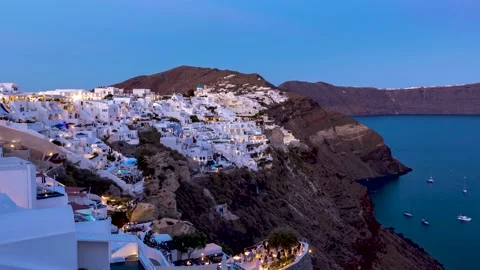 Sunset to night time lapse view to the village Oia, Santorini island Stock Footage 161110287