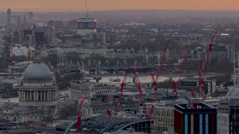 Sunset to night time lapse view of the central London skyline Stock Footage 271385977