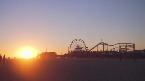 Sunset to night timelapse of santa monica pier Stock Footage 83066115