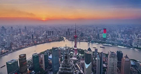 From sunset to Night View Shanghai skyline (4K,Time-lapse) Stock Footage 83698132