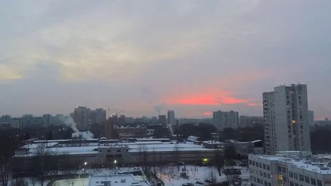 From sunset to night in winter in city timelapse Video stock 79814177