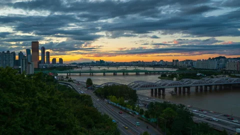 Sunset Nodeul park view 63 new Stock Footage 287892832