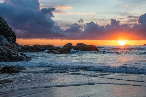 Sunset on the North Cornwall coast Stock Photos