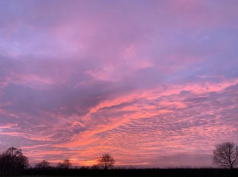 Sunset, North Norfolk over fields Stock Photos