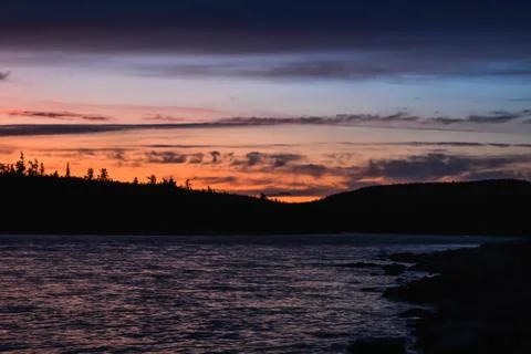 Sunset on the North river. Foto stock