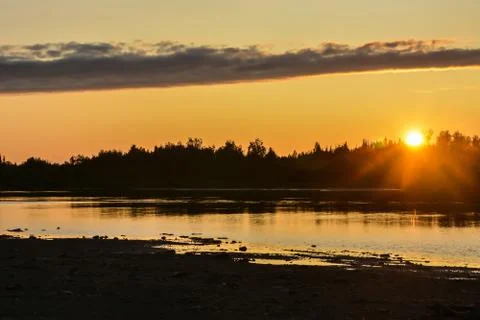 Sunset on the North river. Stock Photos