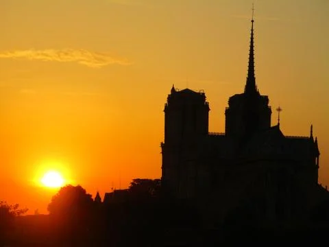 Sunset, Notre Dame Stock Photos