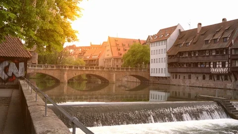 Sunset in Nuremberg in Germany Stock Footage 120315514