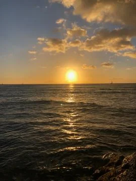 Sunset Oahu 写真素材