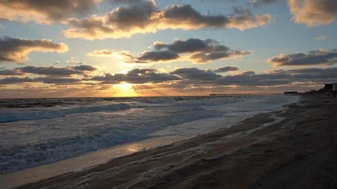 Sunset OBX NC beach dusk Video stock 101038561