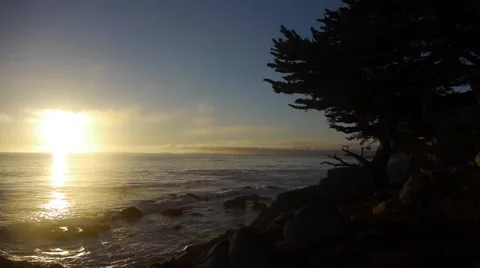 Sunset on Ocean 17 Mile Drive Stock Footage 46559964