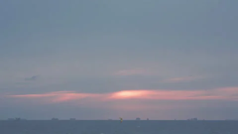 Sunset, Ocean &amp;amp; Cargo Ships, 4K Stock Footage 150475008