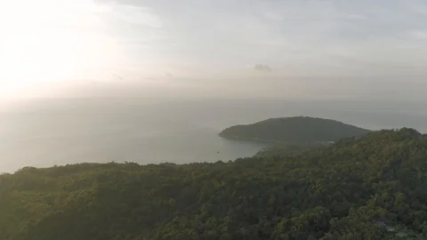 Sunset in the Ocean, Asia 4K Drone flight above the forest in Thailand Video stock 119830989