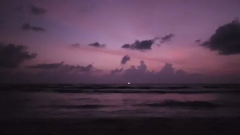 Sunset Ocean Background with Fluffy clouds Stock Footage 236570817