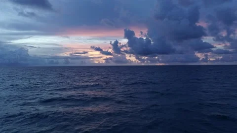 Sunset at ocean bay waves aerial view nature seascape Sunset light Dramatic dark Stock Footage 161766965