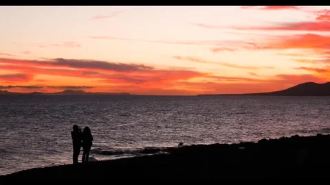 Sunset Ocean beach couple Video stock 273698069