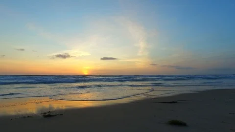 Sunset Ocean Beach Stock Footage 85946742