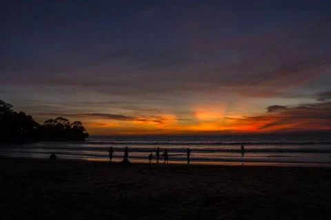 Sunset ocean beach landscape Stock Photos