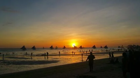 Sunset on the Ocean Beach Stock Photos