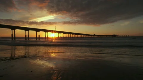 Sunset at Ocean Beach Pier - San Diego, CA Video stock 137130863