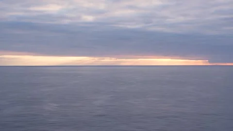 Sunset Ocean Calm Seas Subtle Clouds View From Cruise Ship Background Seas Stock Footage 314413869