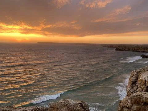 Sunset, ocean, cliffs, amazing view Stock Photos