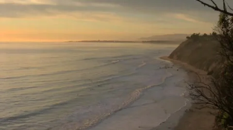 Sunset Ocean Cliffs Stock Footage 605453
