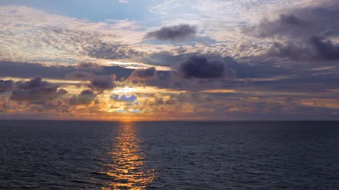Sunset in the ocean from cruise ship. Stock Footage 259698273