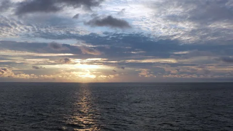 Sunset in ocean from cruise ship. Stock Footage 259968792