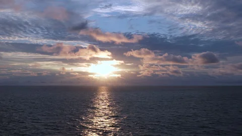 Sunset in ocean from cruise ship. Stock Footage 259969283