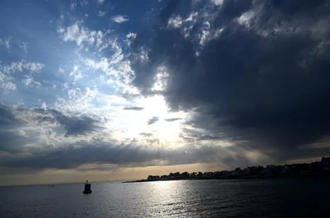 Sunset on the ocean, like a divine light Stock-Fotos