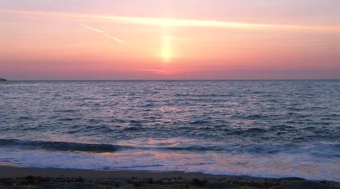 Sunset at ocean Stock Footage 490984