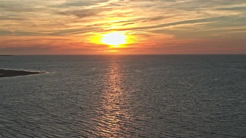 Sunset on the ocean. Golden hour Stock Footage 263226255