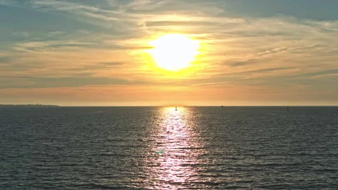 Sunset on the ocean. Golden hour Stock Footage 263226970