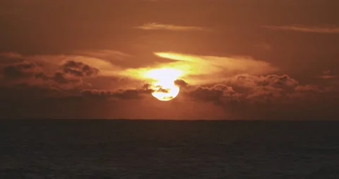 Sunset on the ocean with heavy clouds Stock Footage 237932690