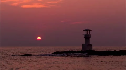 Sunset in Ocean, Khao Lak beach, Time Lapse. Stock Footage 62925741