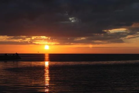 Sunset in the ocean in mexico Stock Photos