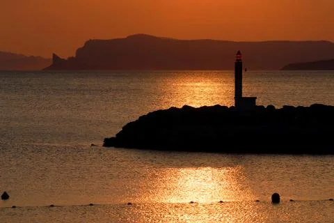 Sunset on the ocean Stock Photos