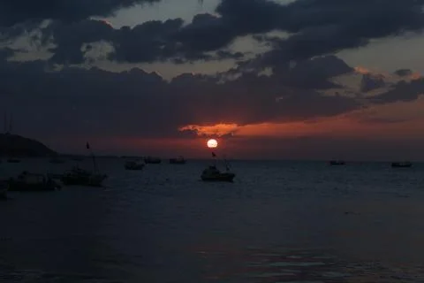 Sunset in the ocean Stock Photos