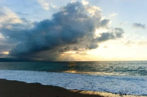 Sunset Ocean Rays Stock Photos