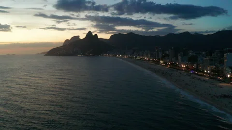 Sunset on the ocean at Rio de Janeiro, Ipanema beach. Brazil Stock Footage 147543604