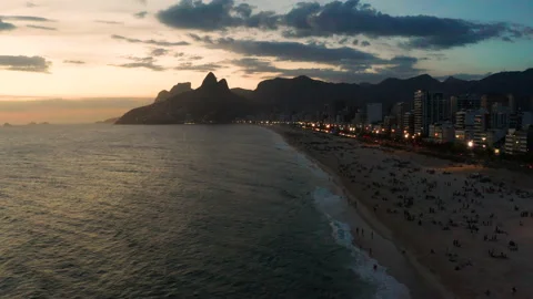 Sunset on the ocean at Rio de Janeiro, Ipanema beach. Brazil Stock Footage 162534027