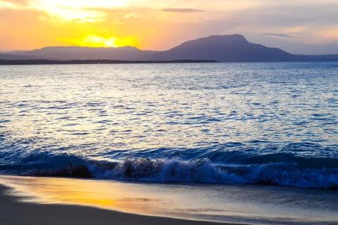 Sunset in the ocean. Seascape. Stock Photos