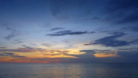 Sunset ocean with small waves and beautiful sky Video stock 113272204