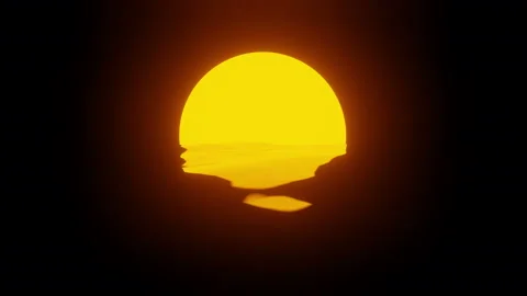 Sunset in the ocean.A stylised 3D video. Stock Footage 125141528