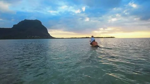 Sunset, ocean, subboard Stock Footage 293203371