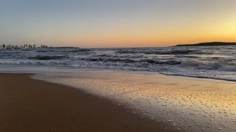 Sunset by the ocean in Uruguay 1 Stock Footage 254922461