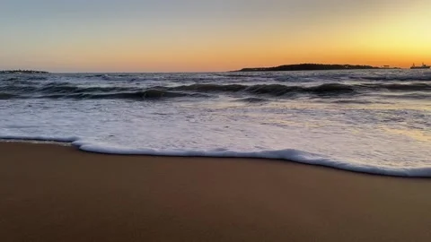 Sunset on the ocean in Uruguay and the ship Stock Footage 254922460